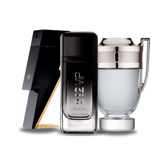 Kit de 3 perfumes BAD BOY, 212 VIP BLACK e Paco Rabanne INVICTUS (Eau de Parfum)